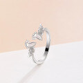 wholesale S925 Sterling Silver Footprint Ring with Wings, Women's Unique Design Open Adjustable Ring for SHEIN TEMU Cross-border Dropshipping-0-3