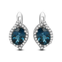 wholesale S925 Silver Lightly Luxurious Designer Natural Topaz Earrings,-London Blue Topaz 925 Silver
