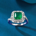 wholesale S925 Silver Ring, ZHUO Zhifang Jewelry Live New Style 7*7 Emerald Simulation Diamond Ring for Foreign Trade Hot Sale-0-2