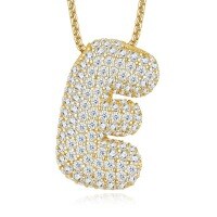 925 Silver Gold-Plated Letter Pendant Choker Necklace for Women-The letter E