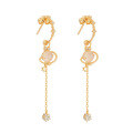 wholesale S925 Gold-Plated Silver with Natural Rose Quartz Long Earrings, Korean Japanese Lady Style Ethereal Maiden-0-4