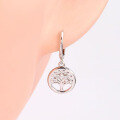 wholesale S925 Sterling Silver Micro-Inlaid Zirconia Tree of Life Hoop Earrings with Ear Clasp, Peace Tree Fashion Minimalist Earrings-0-2