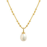 wholesale S925 Sterling Silver 935 Korean Version Ins Style Minimalist Design Small Freshwater Pearl Beaded Chain Women's Collarbone Necklace-18K gold>925 silver