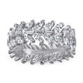 wholesale 925 Sterling Silver Full Pave Marquess Leaf Ring for Women Wholesale, T-Style Leaf Diamond Ring, European and American Amazon Rings-0-1