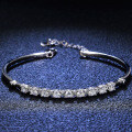 Sterling Silver Moissanite Row Bracelet for Women, Live Direct Sales-0-0