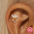 wholesale S925 Sterling Silver Geometric Zirconia Opal Marquise Stud Earrings with Threaded Flat Back-0-2