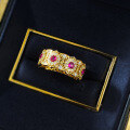wholesale S925 Silver Jewelry New Style Exquisite Red Diamond Hollow Floral Pattern Stackable Ring Gold Tone Vintage New Chinese Style Cross-Border Live-0-3