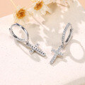 wholesale S925 silver plated with 18K gold cross earrings, moissanite stud earrings, fashionable and stylish pure silver earrings-0-0