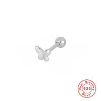 wholesale S925 Sterling Silver Mini Diamond-Studded Threaded Ear Cartilage Stud Piercing Earring, Popular in Europe and America, Stylish INS Fashion-Single gold-glossy butterfly