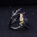 wholesale S925 Silver Russian Secret Garden Designer Gemstone Ring Natural Style Butterfly with Amethyst-0-2