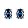 wholesale 925 Silver New 1ct VVS1 Colored Moissanite Oval Earrings by Yuntong Jewelry Cross-Border Hot Seller-0-10