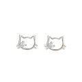 wholesale 925 Sterling Silver Cartoon Cat Ear Studs, Hypoallergenic, Versatile, Small And Exquisite, High-end Ins Style, No Need To Remove-0-0