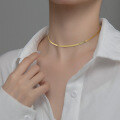 wholesale Sterling Silver S925 Korean Style Elegant Ins-style Flat Snake Chain Necklace Choker D8105-0-1