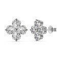 wholesale S925 Sterling Silver Women's Dainty Four-Leaf Clover Zirconia Bead Design Exquisite High-End Earrings-0-8