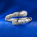 wholesale S925 Sterling Silver Light Luxury High-End Vintage Retro Snake Spring Ring with Diamond Inlay-0-5