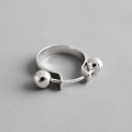 wholesale S925 Sterling Silver AR1561 Korean Version Fashionable Minimalist Geometric Double Bead Ring-0-1