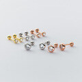 wholesale S925 Sterling Silver Round Bead Threaded Ear Studs Ins Style Minimalist Design Ear Piercing Jewelry M04345-0-0