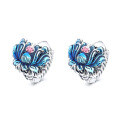 wholesale S925 Sterling Silver Retro Enamel Cloisonné with Lotus Resin Drop Ear Clips Ethnic Trendy Earrings-0-4
