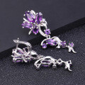 wholesale S925 Silver Designer Natural Amethyst Earrings with Natural Gemstone Inlays, Natural Style Design-0-3