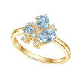 wholesale S925 Sterling Silver Small Fresh Natural Topaz Ring Gemstone Ring Fairy Style Gold Color Women's Ring-0-4