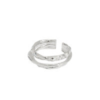 wholesale S925 Sterling Silver Korean Version INS Minimalist Niche Design Versatile Irregular Three-Layer Interwoven Open Ring-Silver [No. 13/Adjustable] Opening adjustable