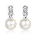 wholesale 925 Sterling Silver New Style Natural Freshwater Pearl Earrings for Women with Micro-Inlaid Moissanite Studs, High-End Textured Ear Drops Wholesale-0-4