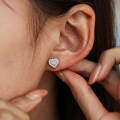 925 Sterling Silver Hip Hop American Style Moissanite Heart D-Color Unisex Earrings-0-2