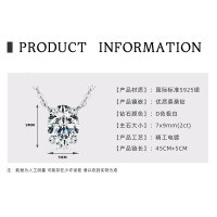 925 Silver 2-Carat Pink Diamond Invisible Necklace Mermaid's Tear Dopamine Pendant-Pigeon egg necklace [White Gold]  925 Silver