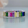 wholesale S925 Silver New Rectangle Colorful Diamond Full Diamond Wholesale Ring for Women-0-0