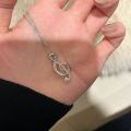 wholesale 925 Sterling Silver Music Note T Square Diamond Full Diamond Pendant Necklace Sweet and Elegant Temperament Niche Design Collarbone Chain-0-3
