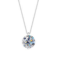 S925 Silver Plated White Gold Moissanite Necklace, Amazon Hot Seller, Minimalist Style, Ready Stock.-S925 sterling silver + 5-carat moissanite