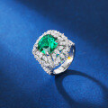 wholesale [Pure Silver] Enzela S925 Emerald Gemstone Ring Radiant Square Cut Ring for Women, Elegant and Luxurious Bestseller-0-0