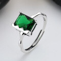 wholesale S925 Sterling Silver Simple Blue Zircon/Green Zircon Ring, French Ins Style Luxury Versatile Band-0-2