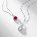 wholesale S925 Silver Cross-border Exclusive Lab-Grown Ruby Teardrop Necklace for Women, Silver with Colored Gemstone Pendant Choker, Wholesale Custom for Europe and America-0-3