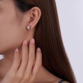 S925 Silver Minimalist Threaded Earrings, Moissanite Six-Prong Custom Processing-0-2