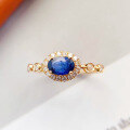 wholesale S925 Sterling Silver Red Elk Sapphire Ring Vintage New Chinese Style INS Sweet and Versatile Gift Ring-0-0