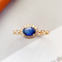 wholesale S925 Sterling Silver Red Elk Sapphire Ring Vintage New Chinese Style INS Sweet and Versatile Gift Ring-BZ0061-Gold US size 10