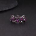 wholesale S925 Sterling Silver Dark Lace Edge Natural Topaz Ring with Crystal and Garnet 2024-0-3