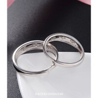 wholesale S925 Sterling Silver Zircon Creative Couple Rings, Personalized Matching Bands for Men and Women, Korean-style Fashion Ring Jewelry-00623-Women's Ring Adjustable Opening