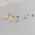 wholesale S925 Sterling Silver Sweet and Lovely Cartoon Mouse Ear Studs Minimalist Versatile Screw Thread Ear Cartilage Studs M05601-0-4