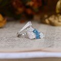 wholesale S925 silver plated with 18k gold, lab-created Santa Maria aquamarine 7x9mm oval high-end jewelry closed-back ring-0-2