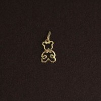 wholesale 9K Gold Adorable Super Cute Plain Little Bear Pendant for Women, Single without Chain, Minimalist Collarbone, Niche Retro Gift for Students-9K single pendant