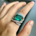 wholesale S925 Sterling Silver New 5-Carat Emerald Cut High Carbon Diamond Geometric Ring Sells Hot Cross-Border-0-3