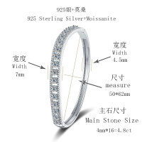 Sterling Silver S925 Double Row Moissanite Semi-Circle Bracelet for Women-4.8ct zircon (50*62mm)