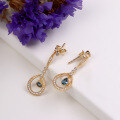wholesale 925 Silver Gold-Plated with Micro-Inlaid Zircon and Sky Blue Topaz, New Korean and Japanese Light Luxury Style Long Drop Earrings for Wholesale-0-2