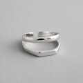 wholesale S925 Sterling Silver Korean Style Minimalist Smooth Screw Geometric Double-Layer Open Adjustable Women's Ring-0-0