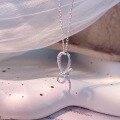 wholesale Silver S999 Maker's Minimalist Ribbon Knot Pendant Necklace, Small and Fresh, Niche Design, High-End Collarbone Chain-0-1