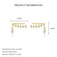 wholesale S925 Sterling Silver Minimalist Fashion Geometric Oval Zircon Earrings For Women-E4756-Gold 925 Silver
