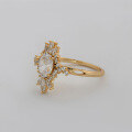 wholesale S925 Silver Plated with 14K Gold, Japanese Fashion Light Luxury Style White Zircon Ring-0-2