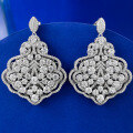 wholesale S925 Sterling Silver Luxury Hand-Set White Diamond Full Diamond Leaf Silver Ear Drops, Exquisite and Elegant Women's Jewelry-0-0